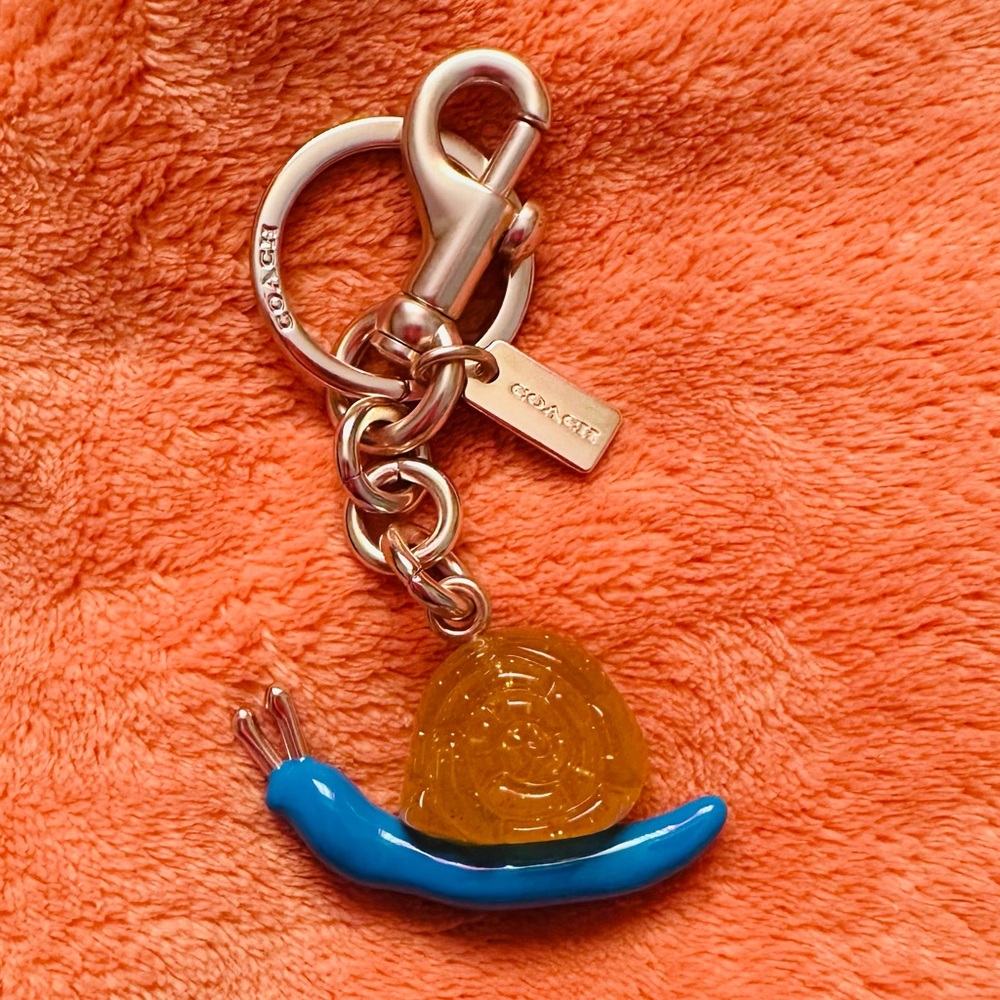 Coach Snail Keychain in Blue and Gold